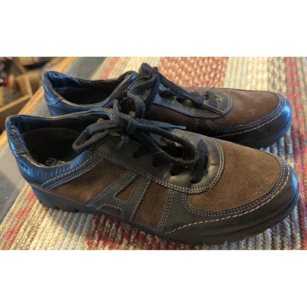 Ara Women's Comfort Lace Up Oxford Shoes Size 9 Dark‎ Brown Leather & Suede